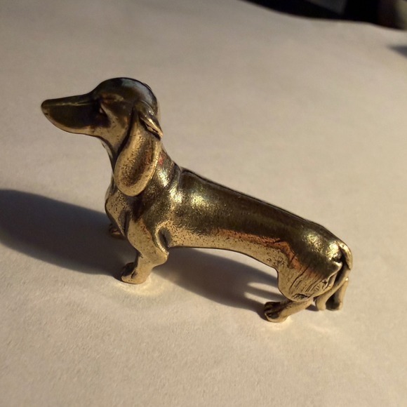 Other - Solid‎ Brass Dachshund Dog Figurine Miniature Statue Collectible Animal Decor